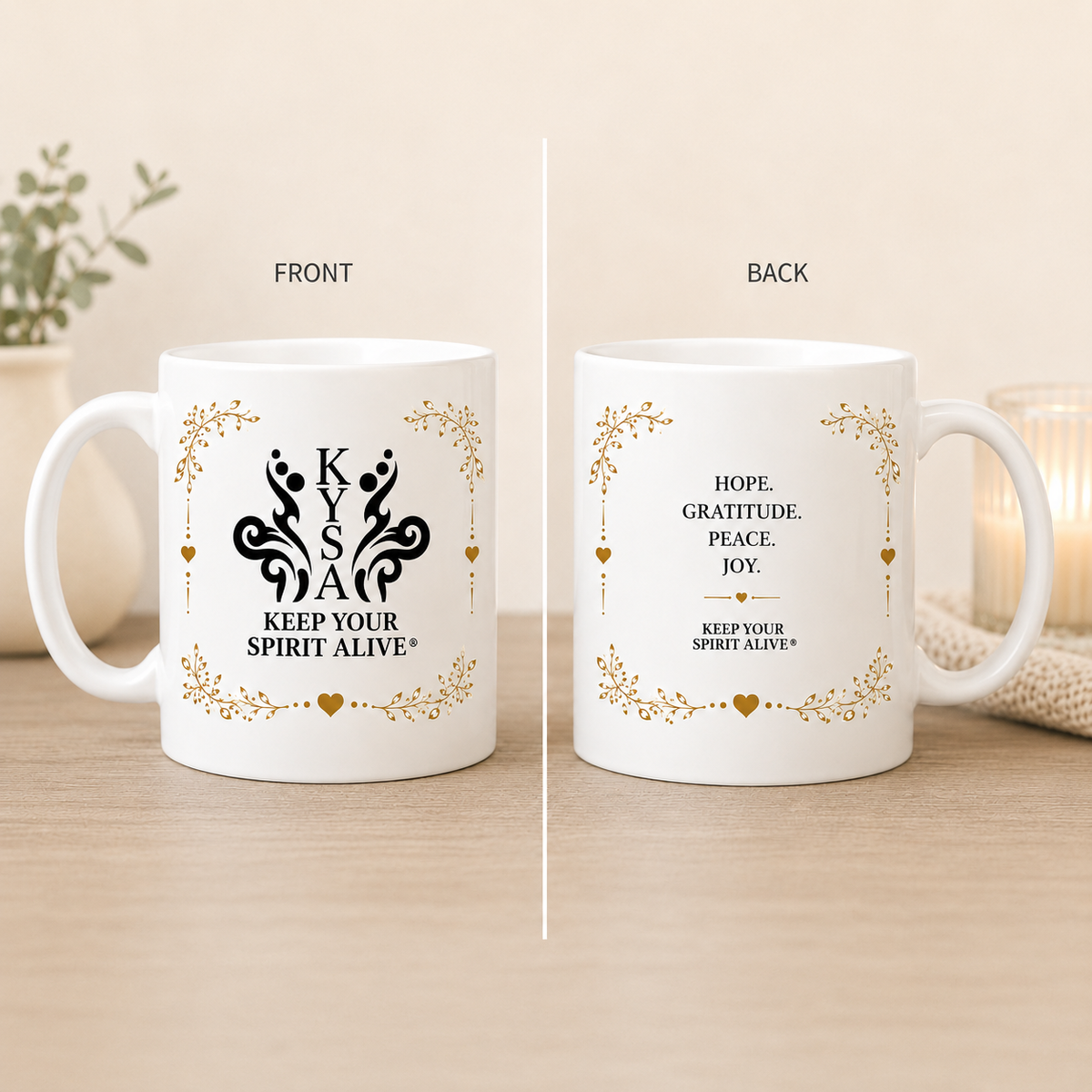KYSA Core Hope Gratitude Peace Joy Mug – Inspirational 11oz Mug