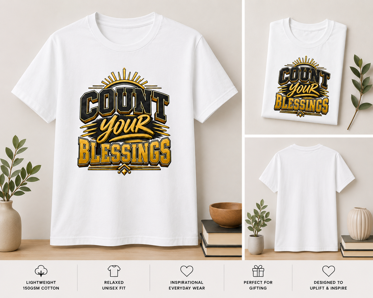 Count Your Blessings T-Shirt | Inspirational Gratitude Tee