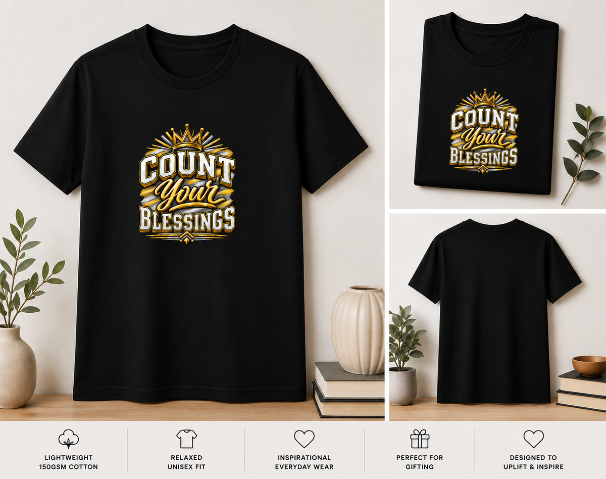 Count Your Blessings T-Shirt | Inspirational Gratitude Tee