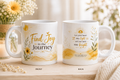 Find Joy in the Little Things 11oz white gloss ceramic mug with yellow floral design