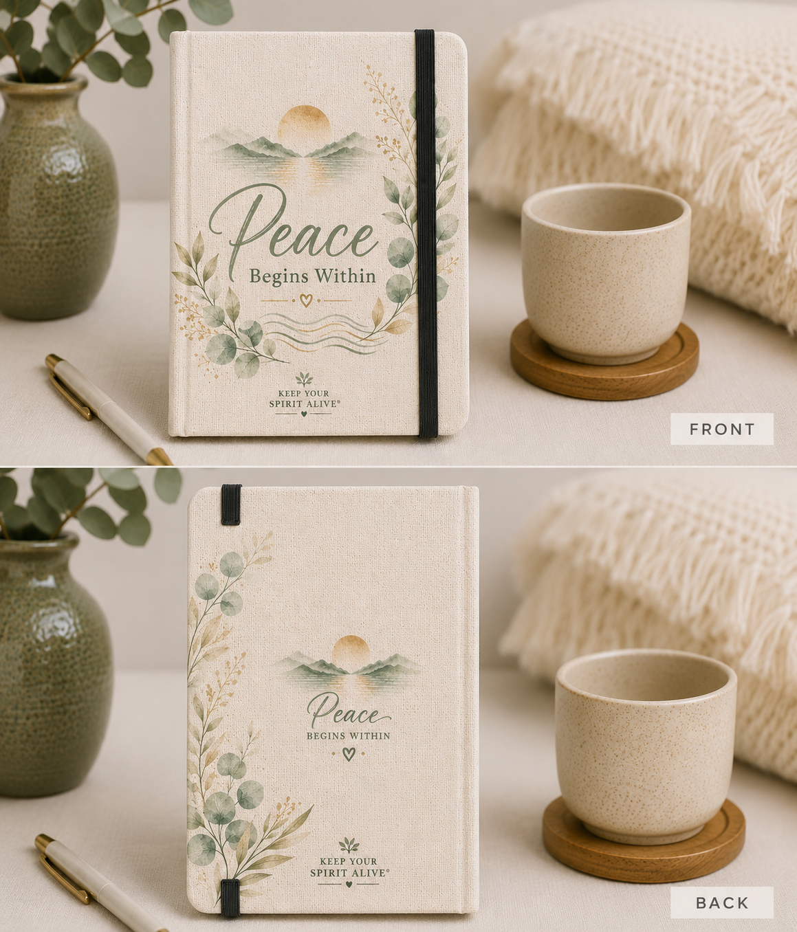 Peace Begins Within A6 Linen Notebook